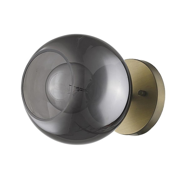Homeroots 7 x 7 x 8.75 in. Lunette 1-Light Aged Brass Sconce 398791 - main